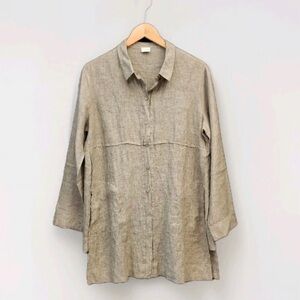 NWOT Poetry Taupe Fine Linen Shirt With Pockets